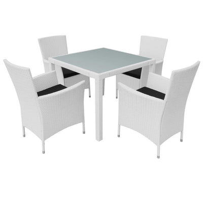vidaXL 5 Piece Outdoor Dining Set Poly Rattan Cream White