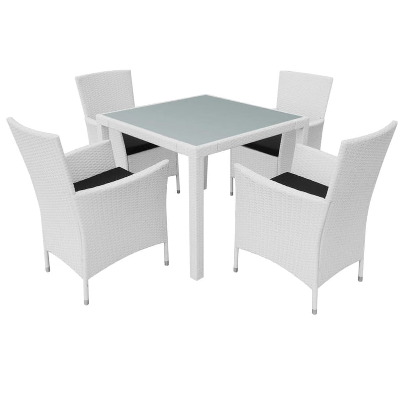 vidaXL 5 Piece Outdoor Dining Set Poly Rattan Cream White
