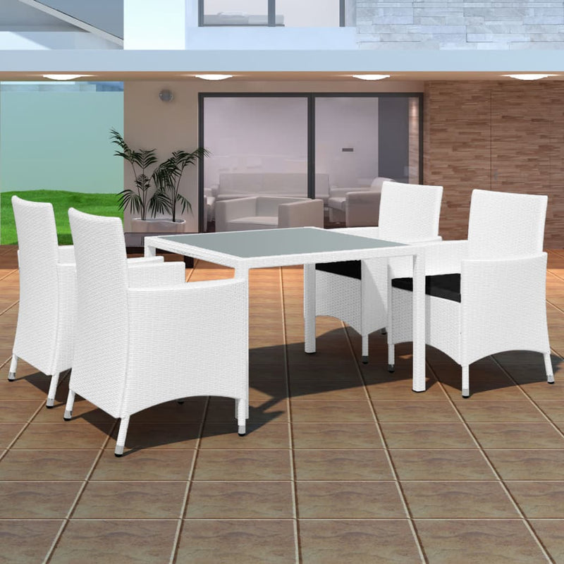 vidaXL 5 Piece Outdoor Dining Set Poly Rattan Cream White