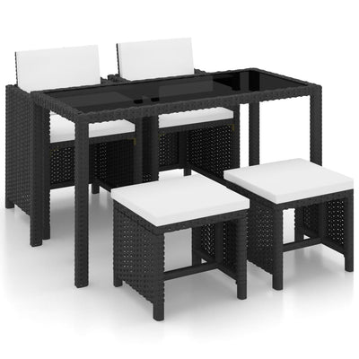 vidaXL 5 Piece Outdoor Dining Set with Cushions Poly Rattan Brown