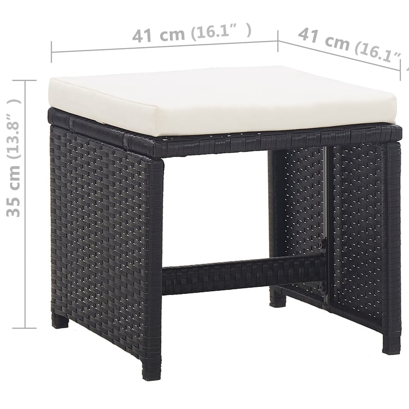 vidaXL 5 Piece Outdoor Dining Set with Cushions Poly Rattan Brown