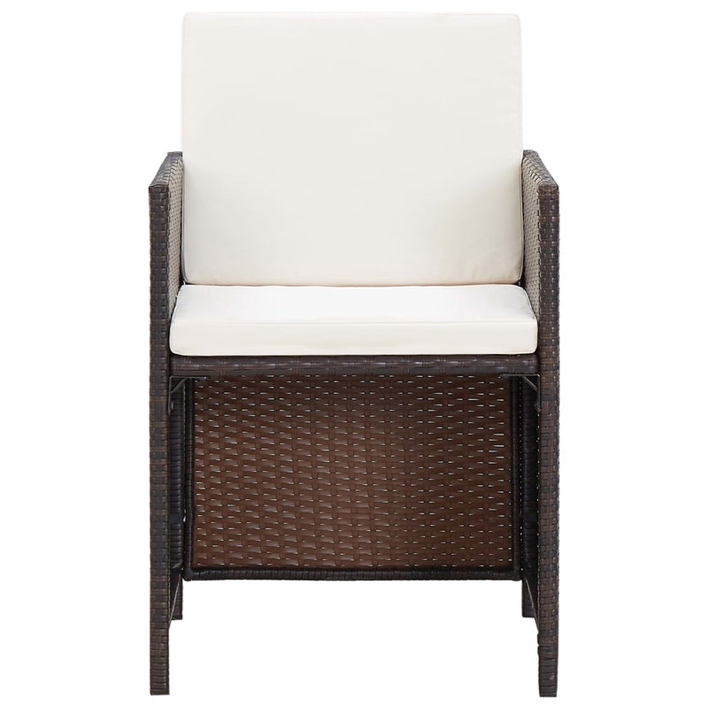 vidaXL 5 Piece Outdoor Dining Set with Cushions Poly Rattan Brown