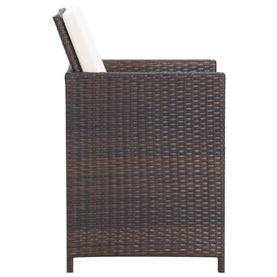 vidaXL 5 Piece Outdoor Dining Set with Cushions Poly Rattan Brown