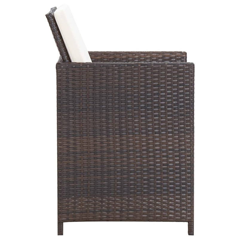 vidaXL 5 Piece Outdoor Dining Set with Cushions Poly Rattan Brown