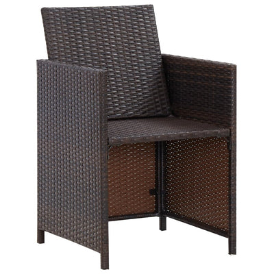 vidaXL 9 Piece Outdoor Dining Set with Cushions Poly Rattan Brown