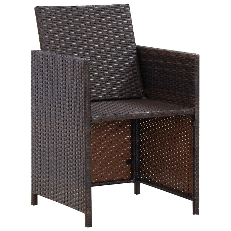vidaXL 9 Piece Outdoor Dining Set with Cushions Poly Rattan Brown