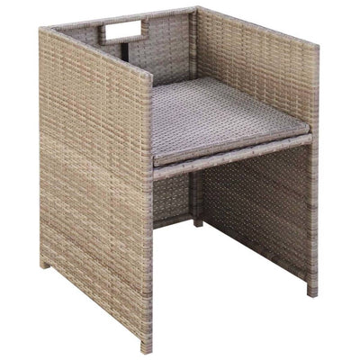 vidaXL 3 Piece Bistro Set with Cushions Poly Rattan Beige