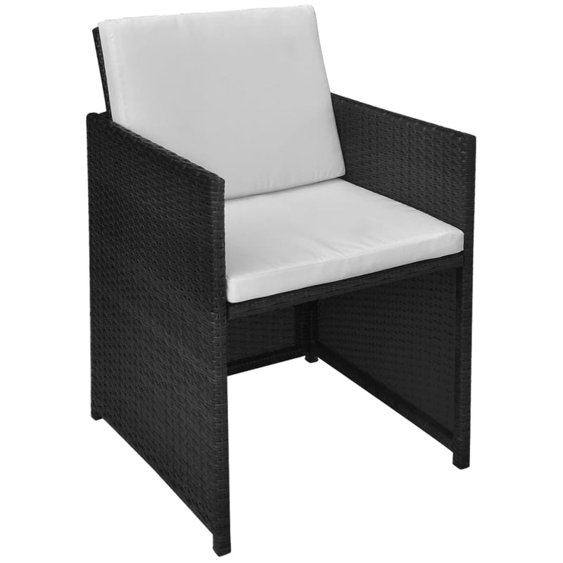vidaXL 3 Piece Bistro Set with Cushions Poly Rattan Black