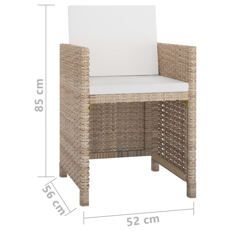 vidaXL 9 Piece Outdoor Dining Set with Cushions Poly Rattan Beige