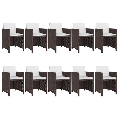 vidaXL 11 Piece Outdoor Dining Set with Cushions Poly Rattan Beige