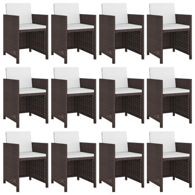 vidaXL 13 Piece Outdoor Dining Set with Cushions Poly Rattan Beige