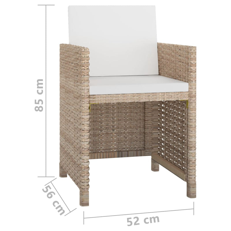 vidaXL 13 Piece Outdoor Dining Set with Cushions Poly Rattan Beige