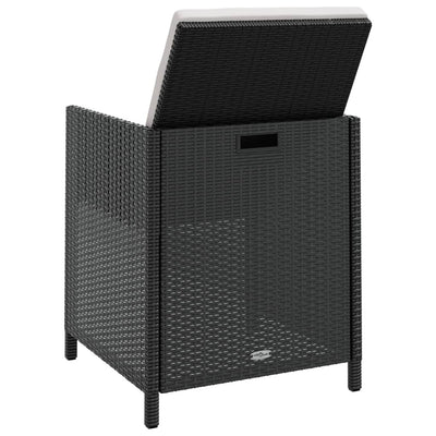 vidaXL 13 Piece Outdoor Dining Set with Cushions Poly Rattan Black