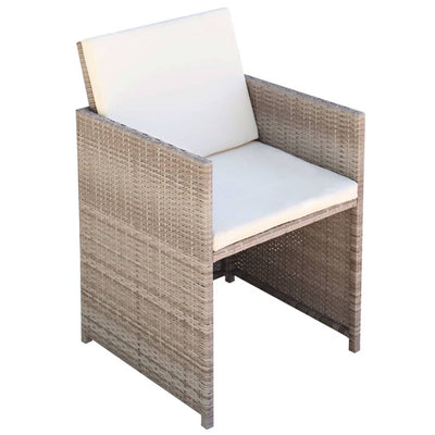 vidaXL 5 Piece Outdoor Dining Set with Cushions Poly Rattan Beige