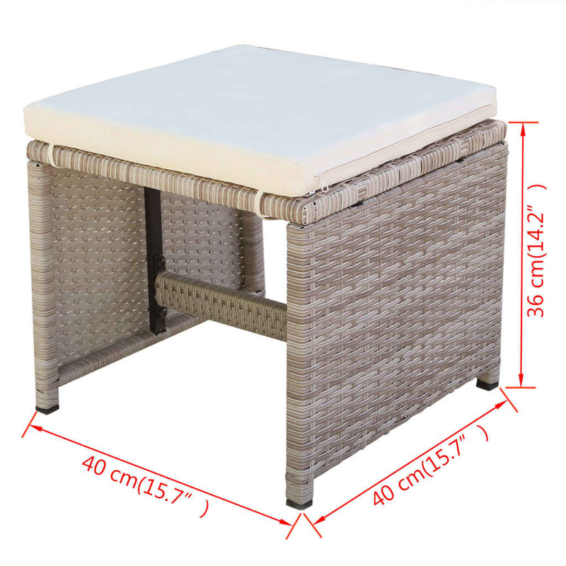 vidaXL 5 Piece Outdoor Dining Set with Cushions Poly Rattan Beige