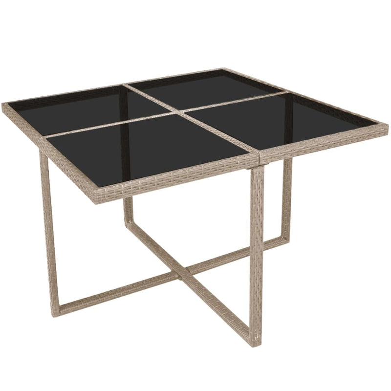 vidaXL 9 Piece Outdoor Dining Set with Cushions Poly Rattan Beige