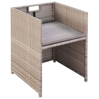 vidaXL 11 Piece Outdoor Dining Set with Cushions Poly Rattan Beige