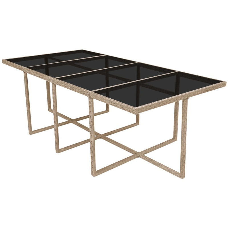 vidaXL 13 Piece Outdoor Dining Set with Cushions Poly Rattan Beige