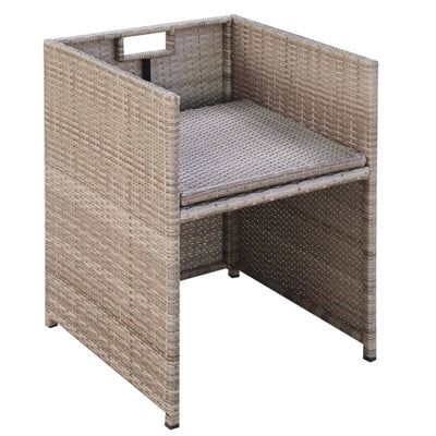 vidaXL 13 Piece Outdoor Dining Set with Cushions Poly Rattan Beige