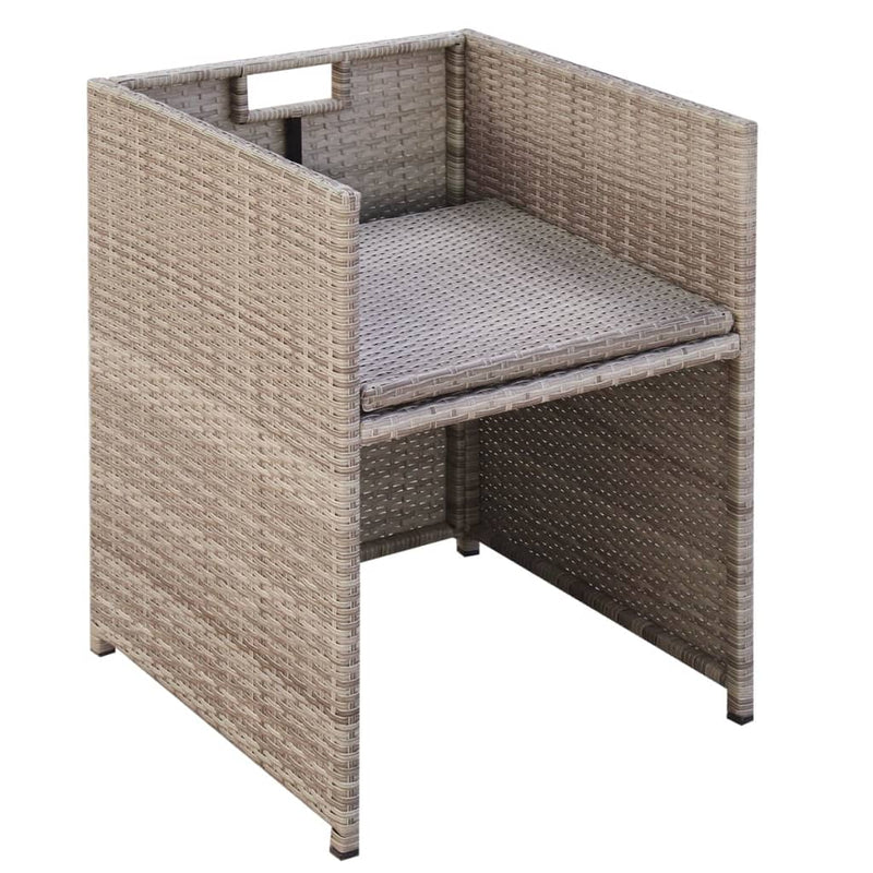 vidaXL 13 Piece Outdoor Dining Set with Cushions Poly Rattan Beige