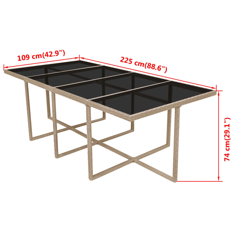 vidaXL 13 Piece Outdoor Dining Set with Cushions Poly Rattan Beige