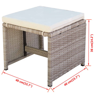 vidaXL 13 Piece Outdoor Dining Set with Cushions Poly Rattan Beige