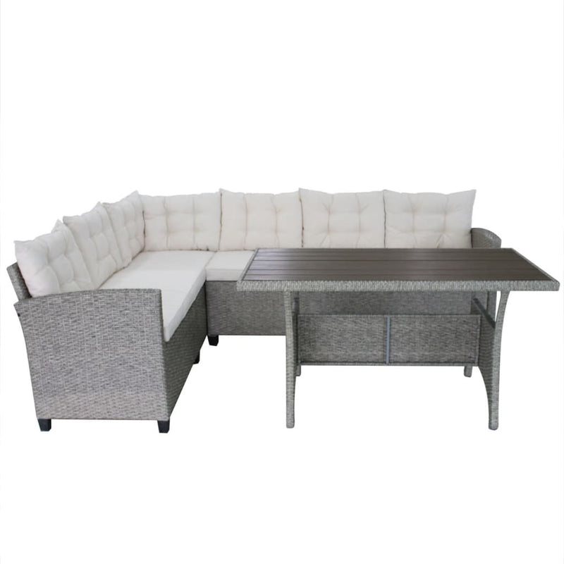 vidaXL 3 Piece Garden Lounge Set with Cushions Poly Rattan Grey