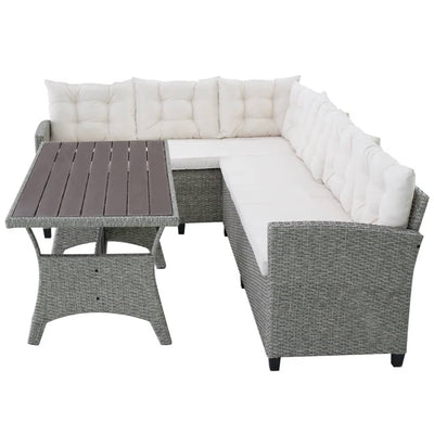 vidaXL 3 Piece Garden Lounge Set with Cushions Poly Rattan Grey