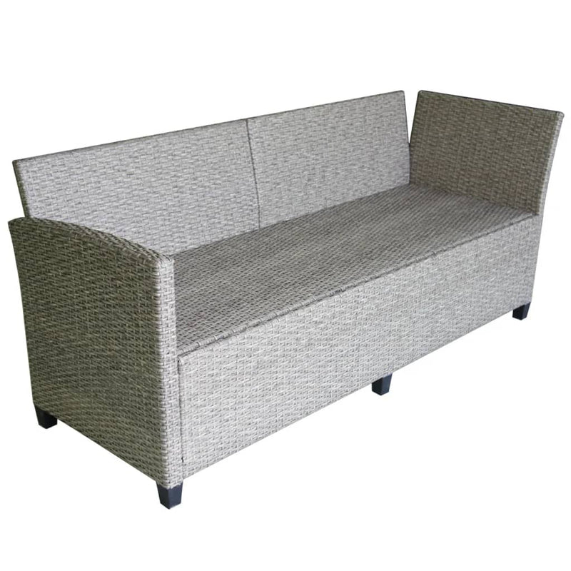 vidaXL 3 Piece Garden Lounge Set with Cushions Poly Rattan Grey