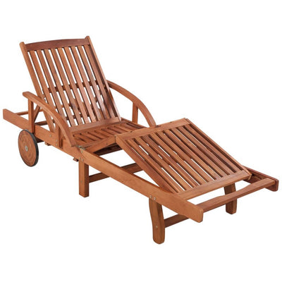 vidaXL Sun Lounger with Cushion Solid Acacia Wood