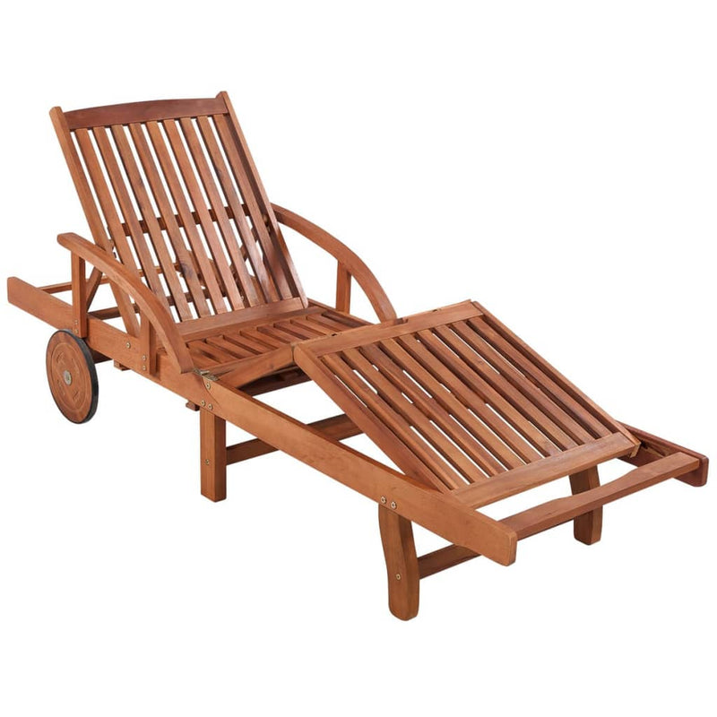 vidaXL Sun Lounger with Cushion Solid Acacia Wood