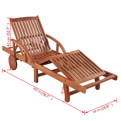 vidaXL Sun Lounger with Cushion Solid Acacia Wood