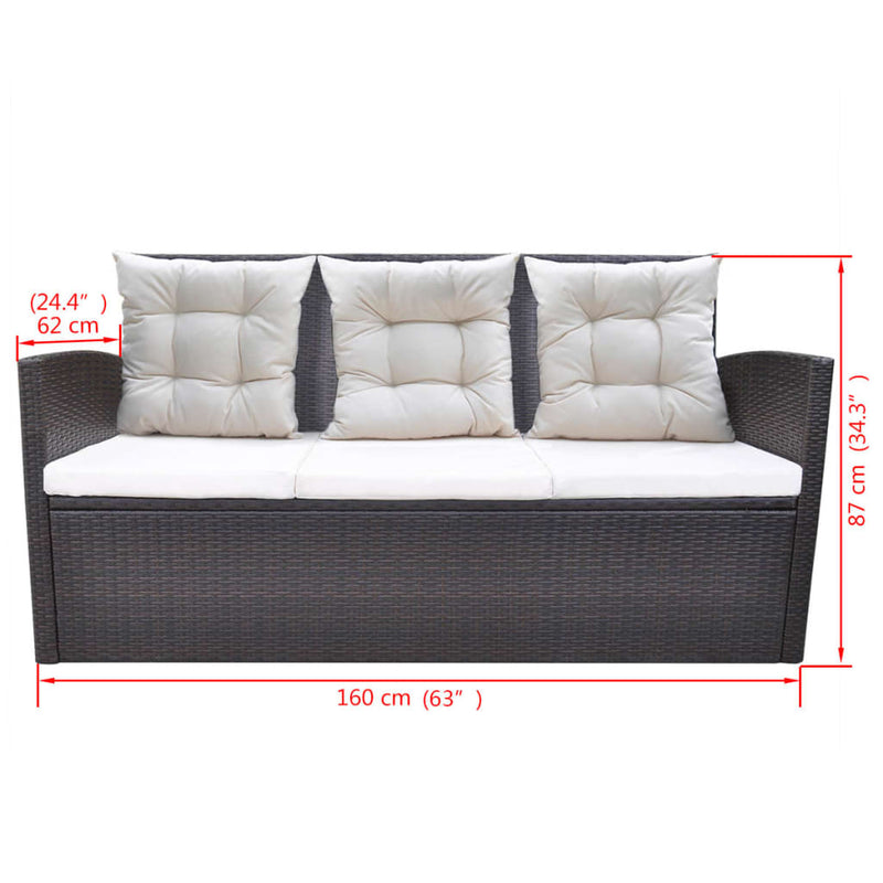 vidaXL 6 Piece Outdoor Dining Set with Cushions Poly Rattan Black