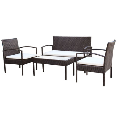 vidaXL 4 Piece Garden Lounge Set with Cushions Poly Rattan Black
