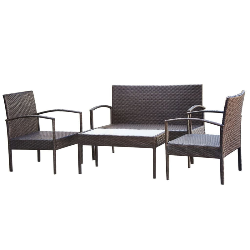 vidaXL 4 Piece Garden Lounge Set with Cushions Poly Rattan Black
