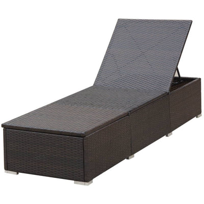 vidaXL Sun Lounger with Cushion Poly Rattan Brown