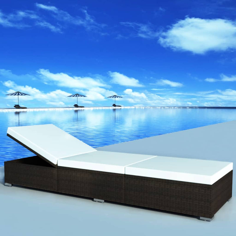 vidaXL Sun Lounger with Cushion Poly Rattan Brown