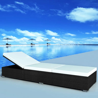 vidaXL Sun Lounger with Cushion Poly Rattan Brown