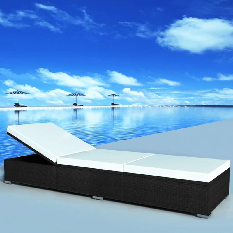 vidaXL Sun Lounger with Cushion Poly Rattan Brown