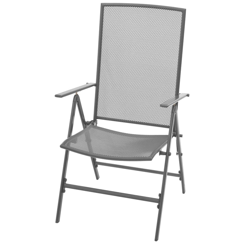vidaXL Stackable Garden Chairs 2 pcs Steel Grey