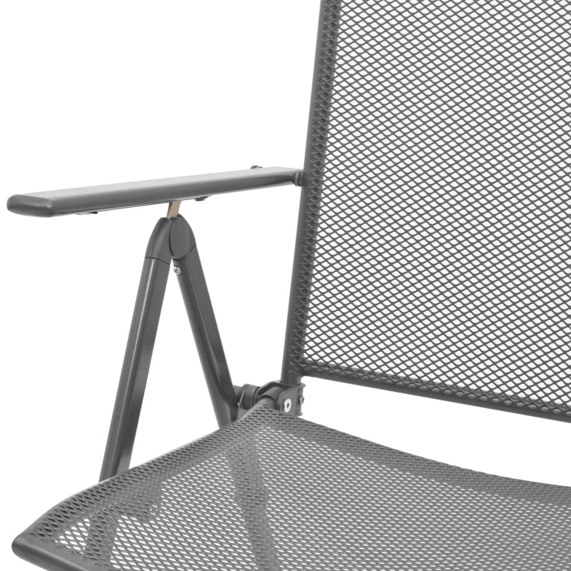 vidaXL Stackable Garden Chairs 2 pcs Steel Grey