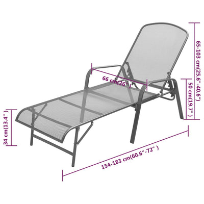 vidaXL Sun Lounger Steel Anthracite