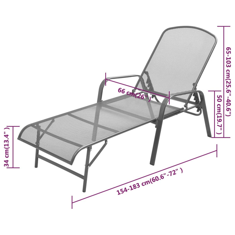 vidaXL Sun Lounger Steel Anthracite