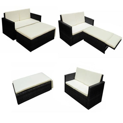 vidaXL 2 Piece Garden Lounge Set with Cushions Poly Rattan Brown