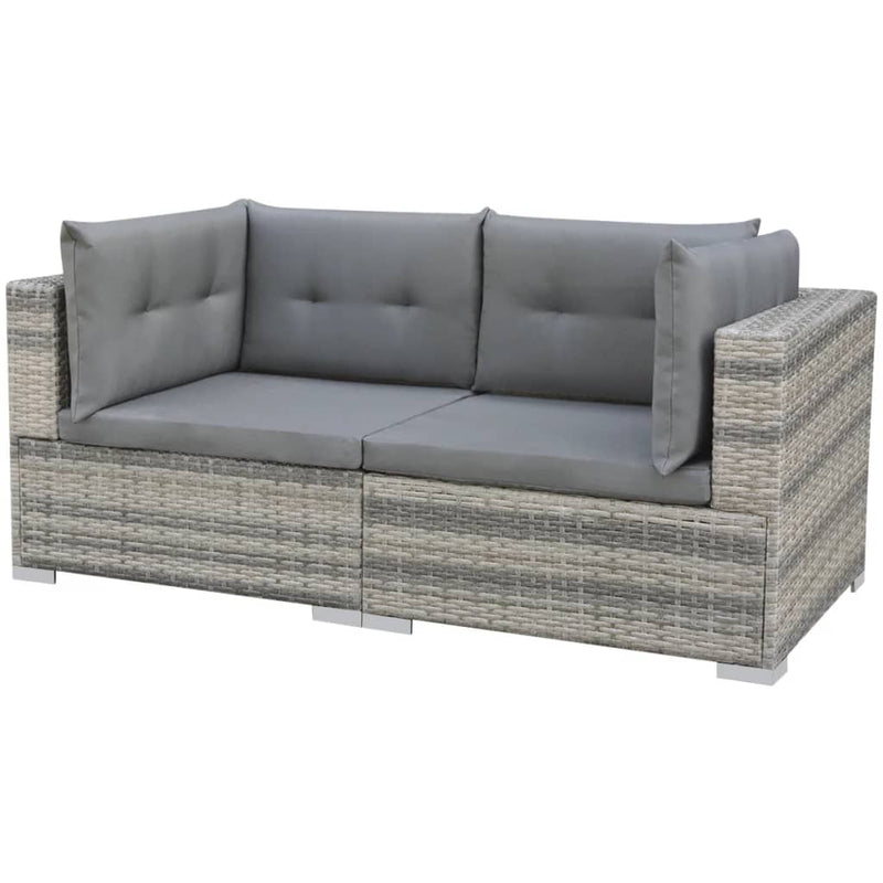 vidaXL 10 Piece Garden Lounge Set with Cushions Poly Rattan Grey