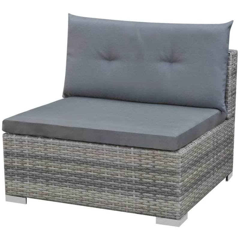 vidaXL 10 Piece Garden Lounge Set with Cushions Poly Rattan Grey
