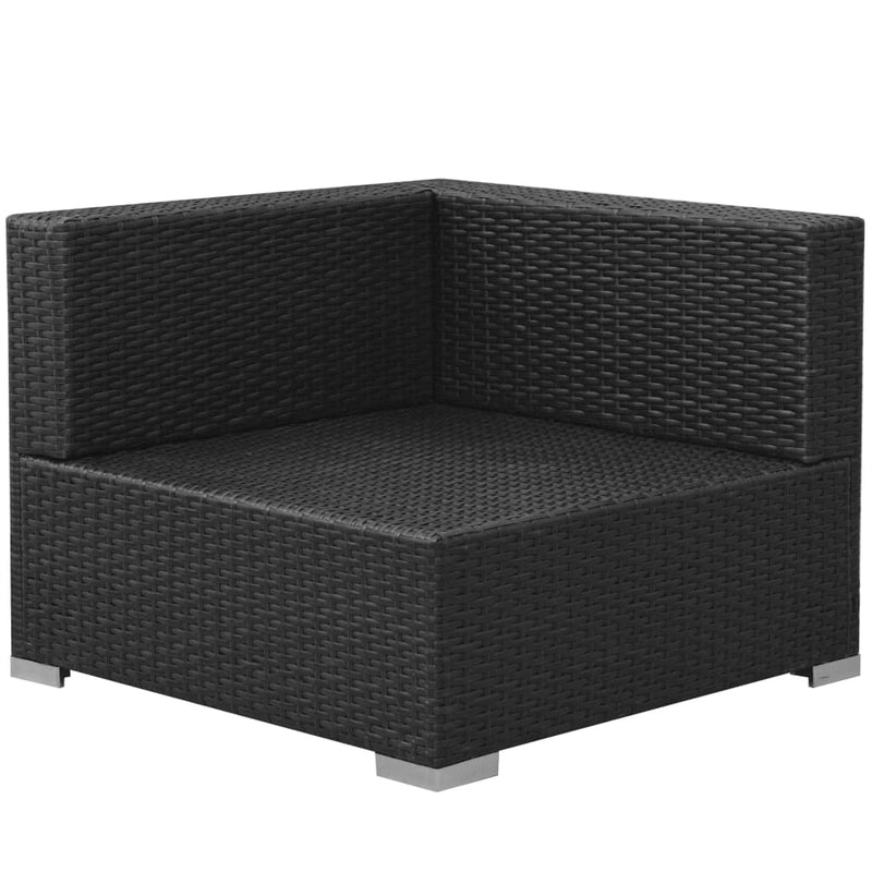 vidaXL 3 Piece Garden Lounge Set with Cushions Poly Rattan Black