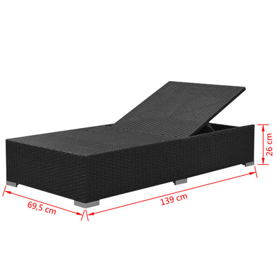 vidaXL 3 Piece Garden Lounge Set with Cushions Poly Rattan Black