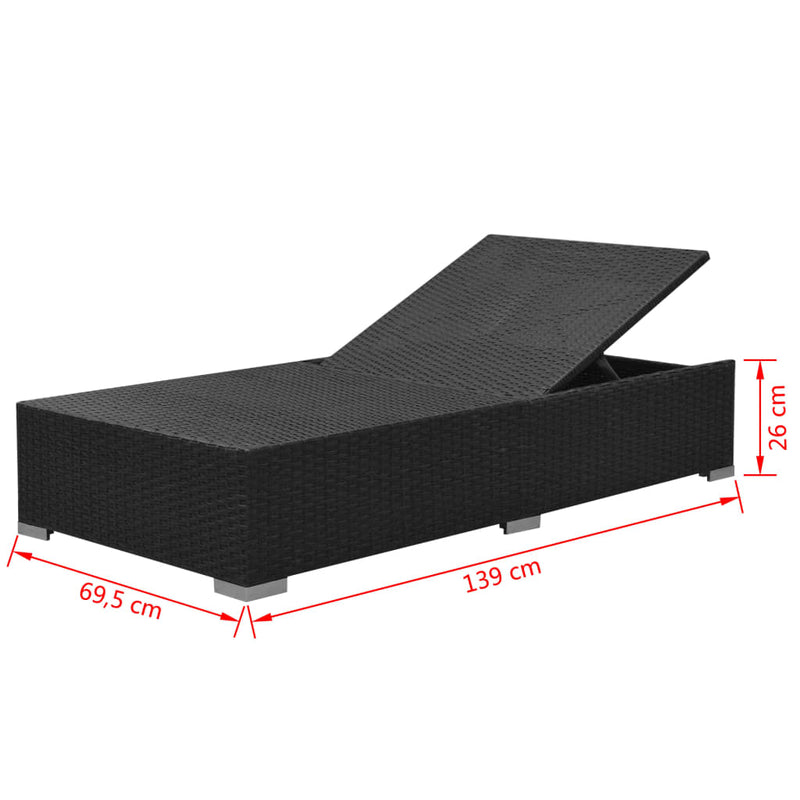 vidaXL 3 Piece Garden Lounge Set with Cushions Poly Rattan Black