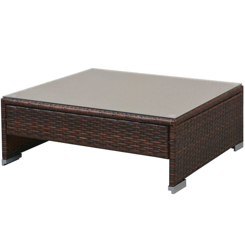 vidaXL 7 Piece Garden Lounge Set with Canopy Poly Rattan Black